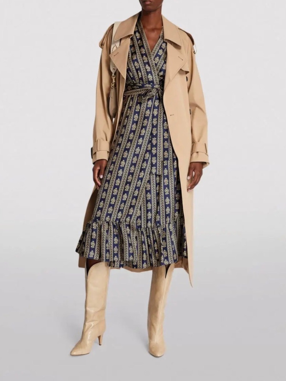 NWT SANDRO Silk blue wrap dress size 12